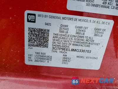 Zdjęcie 13 z 13 samochodu: 2021 GMC SIERRA K1500 AT4 VIN:3GTP9EEL8MG330703 - miniatura