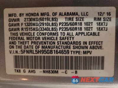 Zdjęcie 13 z 13 samochodu: 2016 HONDA ODYSSEY TOURING VIN:5FNRL5H95GB164659 - miniatura