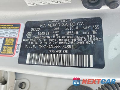 Zdjęcie 12 z 12 samochodu: 2023 KIA RIO S VIN:3KPA24AD8PE564861 - miniatura