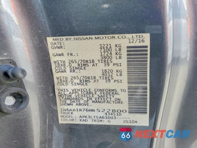 Zdjęcie 12 z 12 samochodu: 2017 NISSAN TITAN SV VIN:1N6AA1R76HN522800 - miniatura