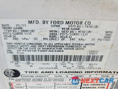 Zdjęcie 12 z 12 samochodu: 2011 FORD F150 SUPERCREW VIN:1FTFW1ET9BFA63485 - miniatura