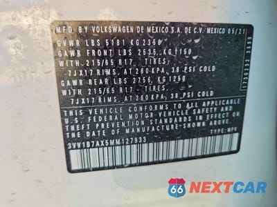 Zdjęcie 14 z 14 samochodu: 2021 VOLKSWAGEN TIGUAN S VIN:3VV1B7AX5MM127933 - miniatura