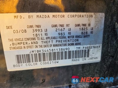 Zdjęcie 12 z 12 samochodu: 2008 MAZDA 3 HATCHBACK VIN:JM1BK344581138690 - miniatura