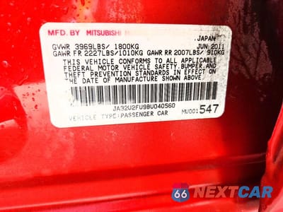 Zdjęcie 12 z 12 samochodu: 2011 MITSUBISHI LANCER ES VIN:JA32U2FU9BU040560 - miniatura