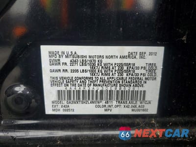Zdjęcie 13 z 13 samochodu: 2013 MITSUBISHI OUTLANDER SPORT ES VIN:4A4AR3AU3DE006261 - miniatura