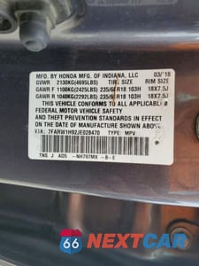 Zdjęcie 13 z 13 samochodu: 2018 HONDA CR-V TOURING VIN:7FARW1H92JE028470 - miniatura