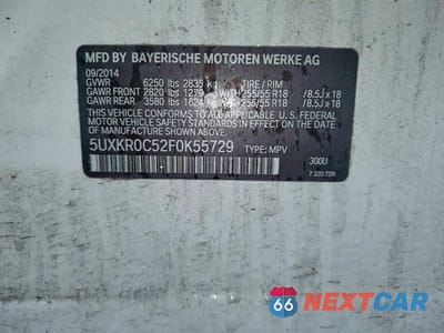 Zdjęcie 14 z 14 samochodu: 2015 BMW X5 XDRIVE35I VIN:5UXKR0C52F0K55729 - miniatura