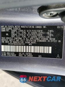 Zdjęcie 14 z 14 samochodu: 2012 LEXUS RX 350 BASE VIN:2T2ZK1BA3CC082101 - miniatura