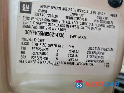 Zdjęcie 13 z 13 samochodu: 2005 CADILLAC ESCALADE ESV VIN:3GYFK66N05G214736 - miniatura