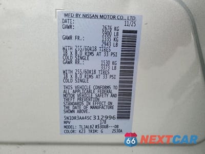 Zdjęcie 14 z 14 samochodu: 2025 NISSAN PATHFINDER S VIN:5N1DR3AA4SC312996 - miniatura