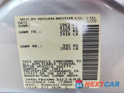 Zdjęcie 12 z 12 samochodu: 2021 NISSAN ALTIMA 2.5 S VIN:1N4BL4BVXMN302488 - miniatura