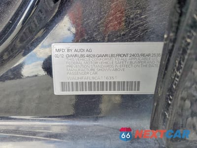 Zdjęcie 13 z 13 samochodu: 2012 AUDI A4 PREMIUM PLUS VIN:WAUHFAFL9CA116351 - miniatura