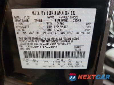 Zdjęcie 13 z 13 samochodu: 2008 FORD ESCAPE LIMITED VIN:1FMCU94178KC23544 - miniatura
