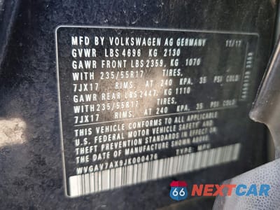 Zdjęcie 13 z 13 samochodu: 2018 VOLKSWAGEN TIGUAN LIMITED VIN:WVGAV7AX9JK000476 - miniatura