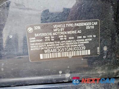 Zdjęcie 12 z 12 samochodu: 2016 BMW 328 XI SULEV VIN:WBA8E3G51GNU03339 - miniatura