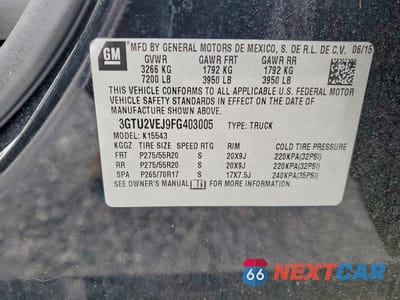 Zdjęcie 12 z 12 samochodu: 2015 GMC SIERRA K1500 SLT VIN:3GTU2VEJ9FG403005 - miniatura