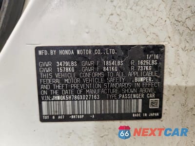 Zdjęcie 12 z 12 samochodu: 2016 HONDA FIT EX VIN:JHMGK5H78GX027163 - miniatura
