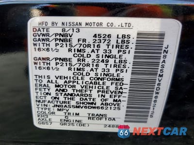Zdjęcie 13 z 13 samochodu: 2013 NISSAN ROGUE S VIN:JN8AS5MV6DW662125 - miniatura