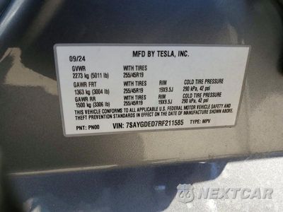 Zdjęcie 13 z 13 samochodu: 2024 TESLA MODEL Y VIN:7SAYGDED7RF211585 - miniatura