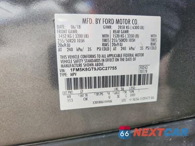 Zdjęcie 14 z 14 samochodu: 2018 FORD EXPLORER SPORT VIN:1FM5K8GT9JGC27755 - miniatura