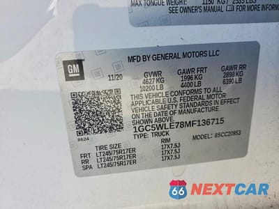 Zdjęcie 12 z 12 samochodu: 2021 CHEVROLET SILVERADO C2500 HEAVY DUTY VIN:1GC5WLE78MF136715 - miniatura