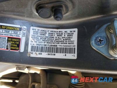 Zdjęcie 12 z 12 samochodu: 2007 HONDA CIVIC EX VIN:1HGFA16817L004806 - miniatura