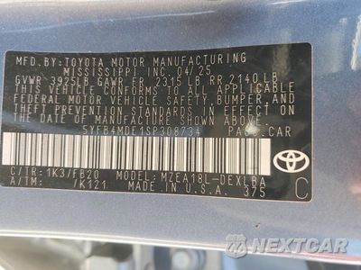 Zdjęcie 12 z 12 samochodu: 2025 TOYOTA COROLLA LE VIN:5YFB4MDE1SP308734 - miniatura