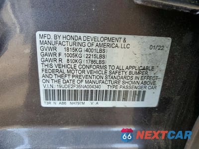 Zdjęcie 12 z 12 samochodu: 2022 ACURA ILX VIN:19UDE2F35NA004340 - miniatura