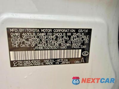 Zdjęcie 10 z 10 samochodu: 2014 LEXUS IS 350 VIN:JTHBE1D27E50T1680 - miniatura