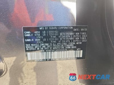Zdjęcie 14 z 14 samochodu: 2025 SUBARU OUTBACK PREMIUM VIN:4S4BTAFC4S3333578 - miniatura