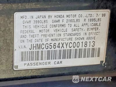 Zdjęcie 12 z 12 samochodu: 2000 HONDA ACCORD LX VIN:JHMCG564XYC001813 - miniatura
