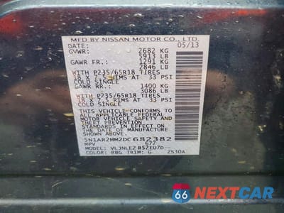 Zdjęcie 14 z 14 samochodu: 2013 NISSAN PATHFINDER S VIN:5N1AR2MM2DC682382 - miniatura