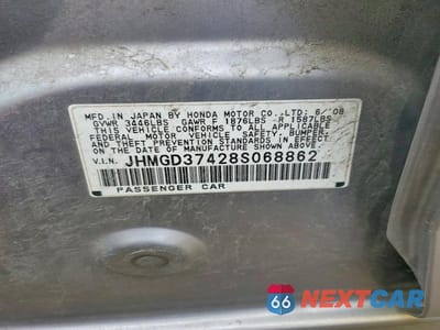 Zdjęcie 12 z 12 samochodu: 2008 HONDA FIT VIN:JHMGD37428S068862 - miniatura