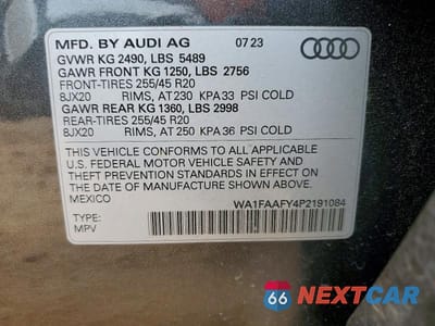 Zdjęcie 13 z 13 samochodu: 2023 AUDI Q5 PRESTIGE 45 VIN:WA1FAAFY4P2191084 - miniatura