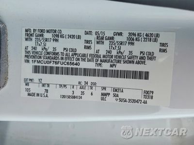 Zdjęcie 13 z 13 samochodu: 2015 FORD ESCAPE S VIN:1FMCU0F76FUC65640 - miniatura
