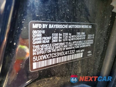 Zdjęcie 13 z 13 samochodu: 2017 BMW X3 XDRIVE35I VIN:5UXWX7C53H0U41332 - miniatura