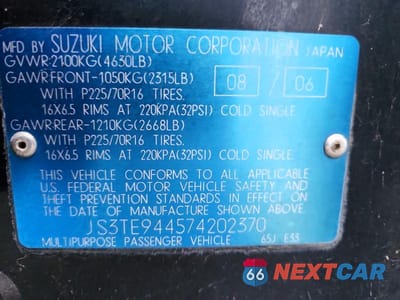 Zdjęcie 12 z 12 samochodu: 2007 SUZUKI GRAND VITARA XSPORT VIN:JS3TE944574202370 - miniatura