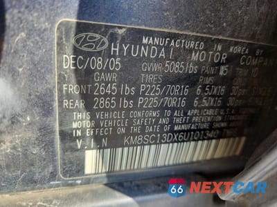 Zdjęcie 13 z 13 samochodu: 2006 HYUNDAI SANTA FE GLS VIN:KM8SC13DX6U101340 - miniatura