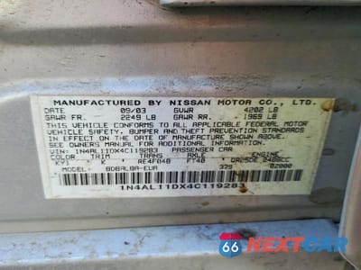 Zdjęcie 12 z 12 samochodu: 2004 NISSAN ALTIMA 2.5 VIN:1N4AL11DX4C119283 - miniatura