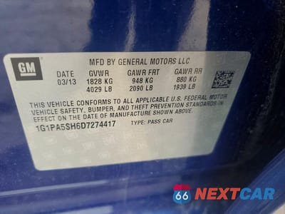 Zdjęcie 12 z 12 samochodu: 2013 CHEVROLET CRUZE LS VIN:1G1PA5SH6D7274417 - miniatura
