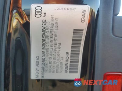 Zdjęcie 12 z 12 samochodu: 2017 AUDI A4 PREMIUM VIN:WAUGNAF41HN024495 - miniatura