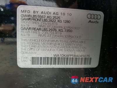 Zdjęcie 12 z 12 samochodu: 2011 AUDI Q5 PREMIUM PLUS VIN:WA1DKAFP5BA045075 - miniatura