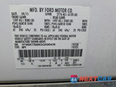 Zdjęcie 13 z 13 samochodu: 2016 FORD EXPLORER VIN:1FM5K7B88GGA96436 - miniatura