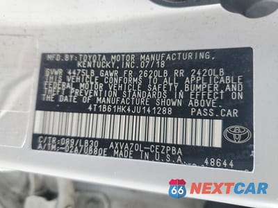 Zdjęcie 12 z 12 samochodu: 2018 TOYOTA CAMRY XSE VIN:4T1B61HK4JU141288 - miniatura