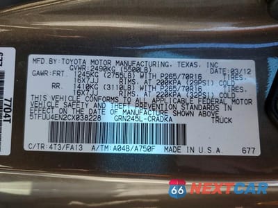 Zdjęcie 13 z 13 samochodu: 2012 TOYOTA TACOMA V6 VIN:5TFUU4EN2CX038228 - miniatura