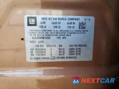 Zdjęcie 13 z 13 samochodu: 2016 BUICK ENCORE CONVENIENCE VIN:KL4CJBSB9GB752602 - miniatura
