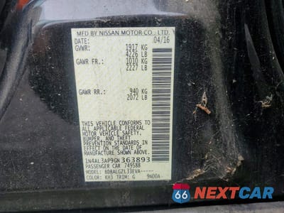 Zdjęcie 12 z 12 samochodu: 2016 NISSAN ALTIMA 2.5 S VIN:1N4AL3AP9GN363893 - miniatura