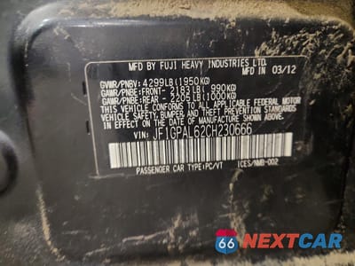 Zdjęcie 13 z 13 samochodu: 2012 SUBARU IMPREZA SPORT PREMIUM VIN:JF1GPAL62CH230666 - miniatura