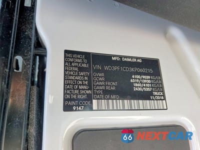Zdjęcie 13 z 13 samochodu: 2019 MERCEDES BENZ SPRINTER 2500/3500 DELIVERY VAN VIN:WD3PF1CD3KP060215 - miniatura