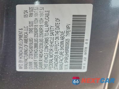 Zdjęcie 13 z 13 samochodu: 2024 HONDA ODYSSEY EXL VIN:5FNRL6H69RB059525 - miniatura